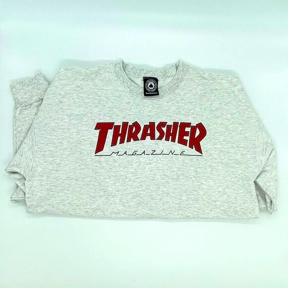 Classic Grey/Red Thrasher Crew Neck Sweater in Men's Small - Gently Loved - Picture 6 of 8